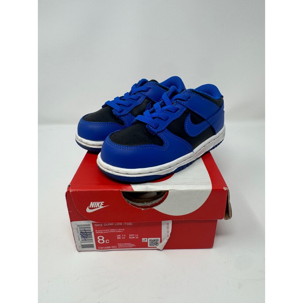 Nike Dunk Low TDE Hyper Cobalt Black Blue Toddler Sneakers CW1589-001 Size 8C
